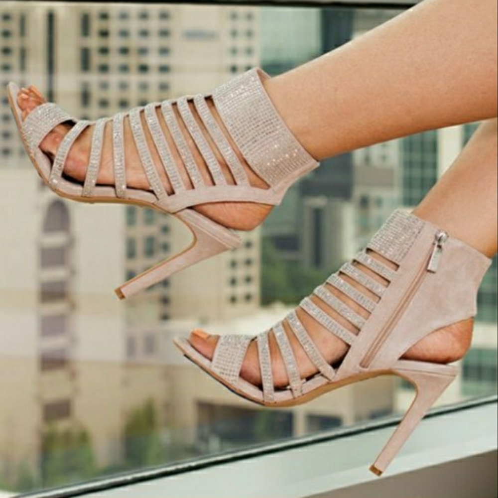 Vince Camutp Katal Rhinestone Cage Sandal Heels